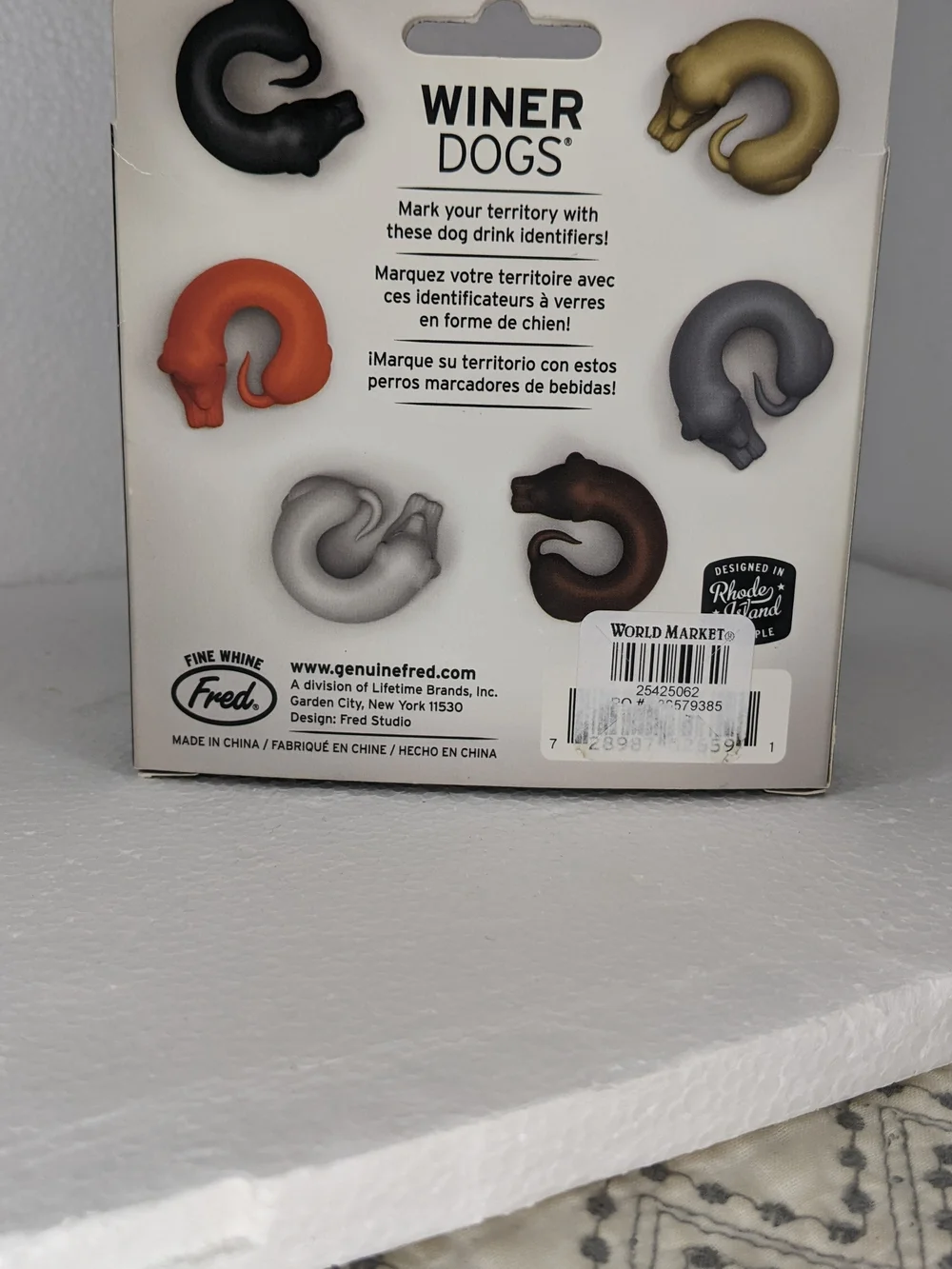 Fred Winer Dogs Silicone Wine Markers Set Of 6 New In Box